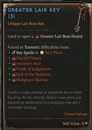 Diablo greater lair key boss - 4,